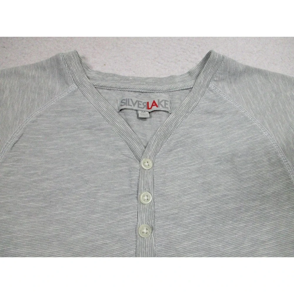 Silver Lake Shirt Mens Medium Gray Henley‎ Short Sleeve Raglan Cotton Blend